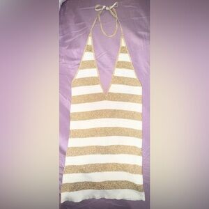 Dolce & Gabbana Metallic Stripe Rib Knit Halter Top Size 42 (EU) 6-8 est. US